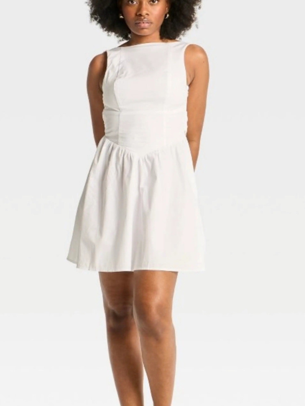 wild fable White Backless Sleeveless Mini Dress